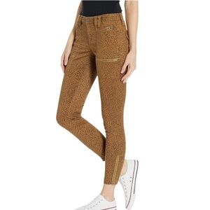 Joie Brown Lacquer Park Skinny Animal Print Crop Jeans